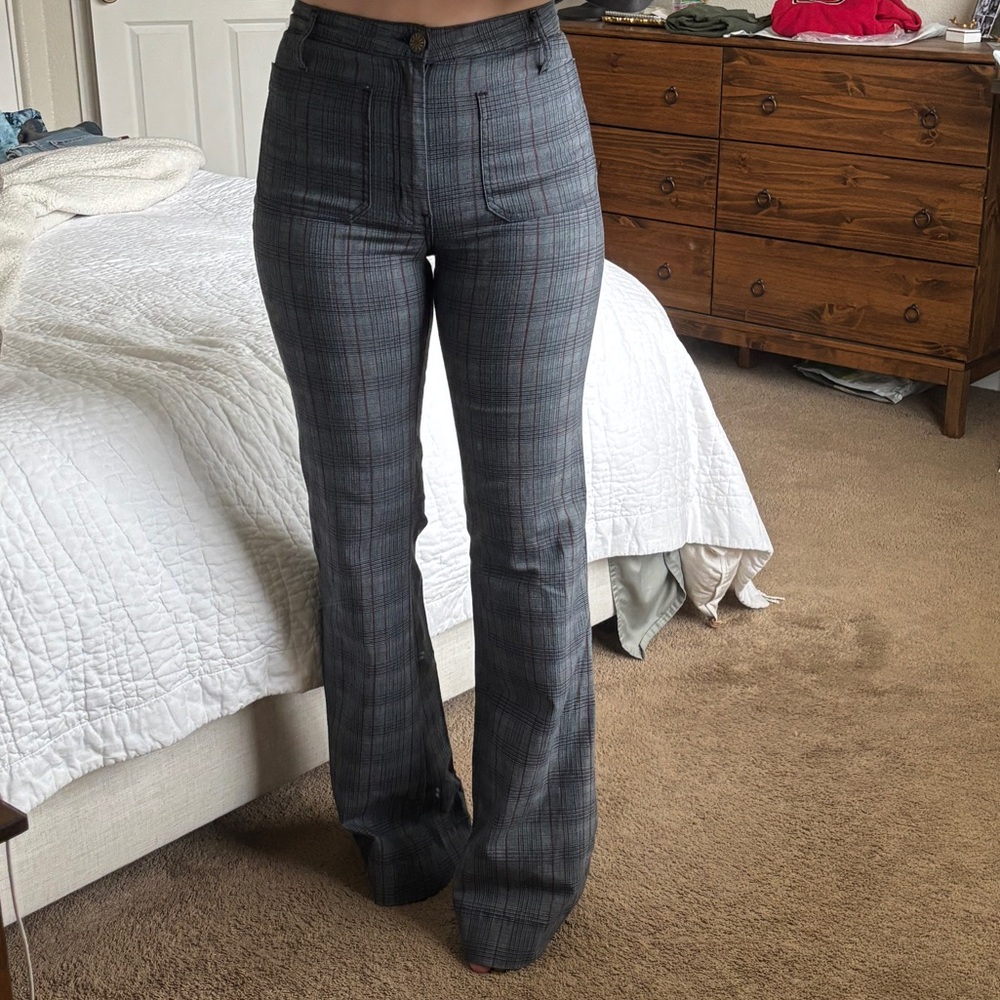 Show Me Your MuMu Gray Plaid Flare Pants